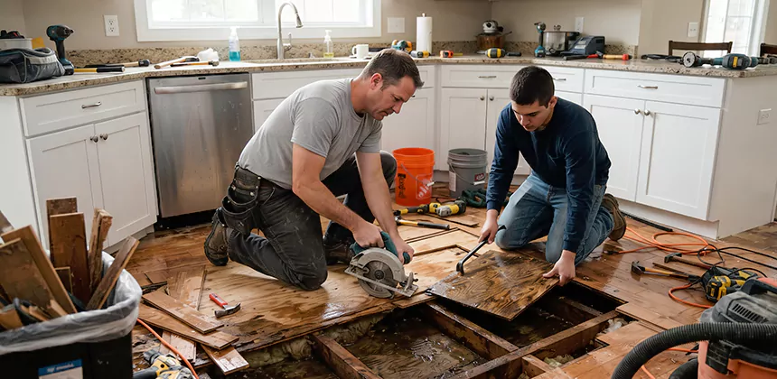 Kitchen Floor Water Damage Repair in Coppell